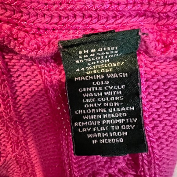 Lauren Ralph Lauren Pink Cable Knit Sweater Top 3X Academia Preppy Quiet Luxury - Picture 4 of 5